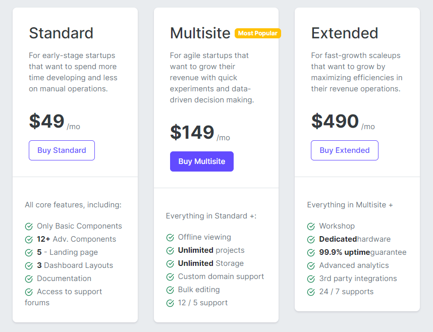 Dashboard Admin Panel Bootstrap 5 Theme Pricing Table